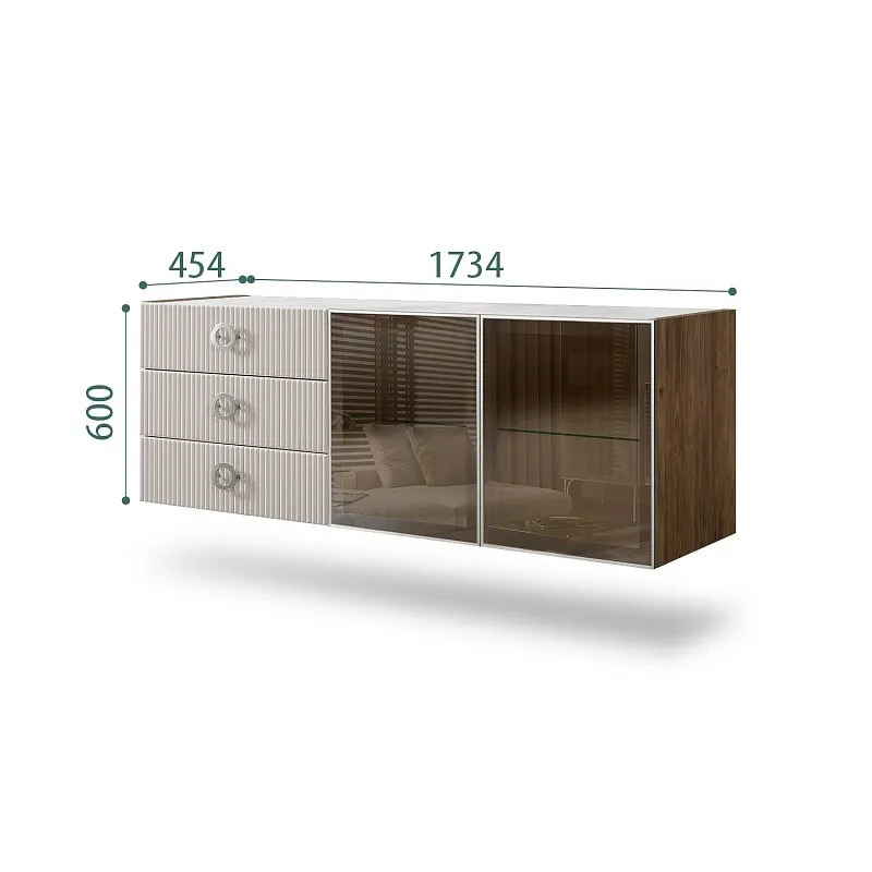 Комод 1.6м Bogemia Woodline Fly Fi (Шелк) (Novabuk/Хром) БМКМ-4[5]