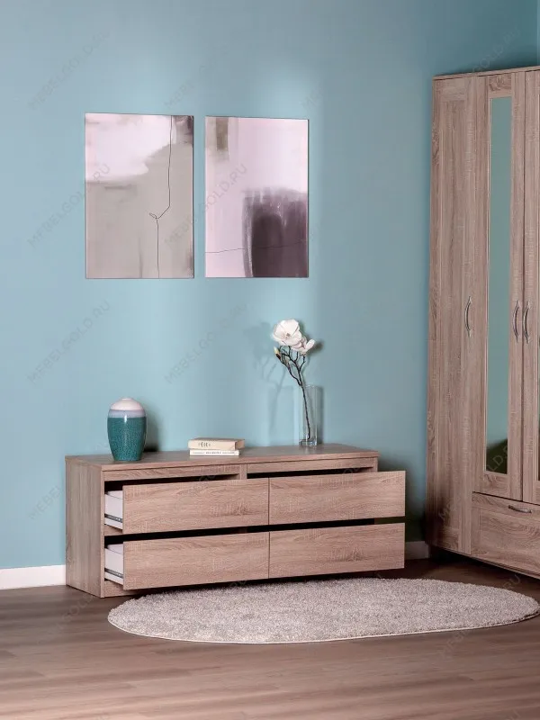 Тумба для ТВ Кастор, 4 ящика, 130х40х54 см, дуб сонома | изображение 3