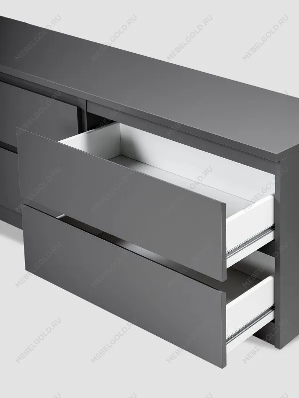 Тумба для ТВ Кастор, 6 ящиков, 194х40х54 см, серая | изображение 9