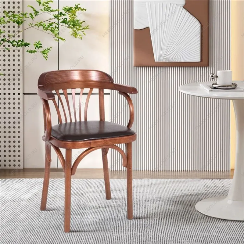 Стул Михаэль мягкий (средний тон, кожзам коричневый) | изображение 1