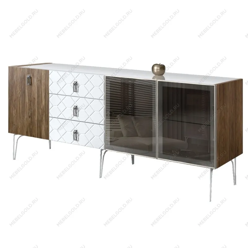 Комод 2.1м Bogemia Woodline Wood Fa (Белый) (Lakobel/Хром) БМКМ-5[5][10]