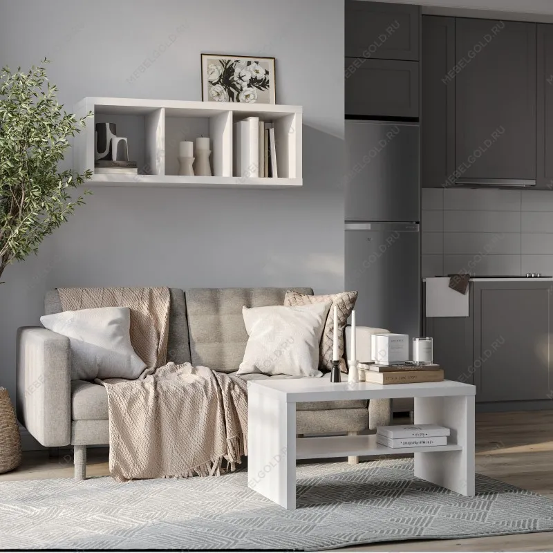 Стол журнальный Энкель, с полкой, 82x50x45 см, белый | изображение 6