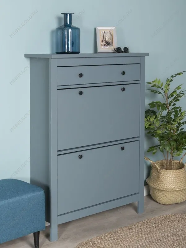 Обувница Сага с 2 откидными ящиками 92х122 темно-бирюзовая | изображение 5