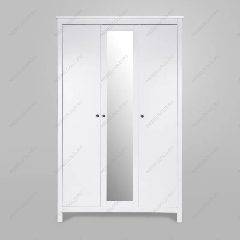 САГА шкаф 3 двери с зеркалом белый | изображение 2