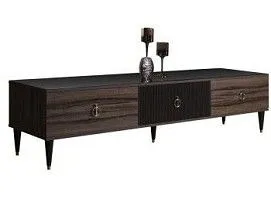 Тумба под телевизор 3 ящика Римини СОЛО (Орех империя/Серебро) РМТ-4(s)