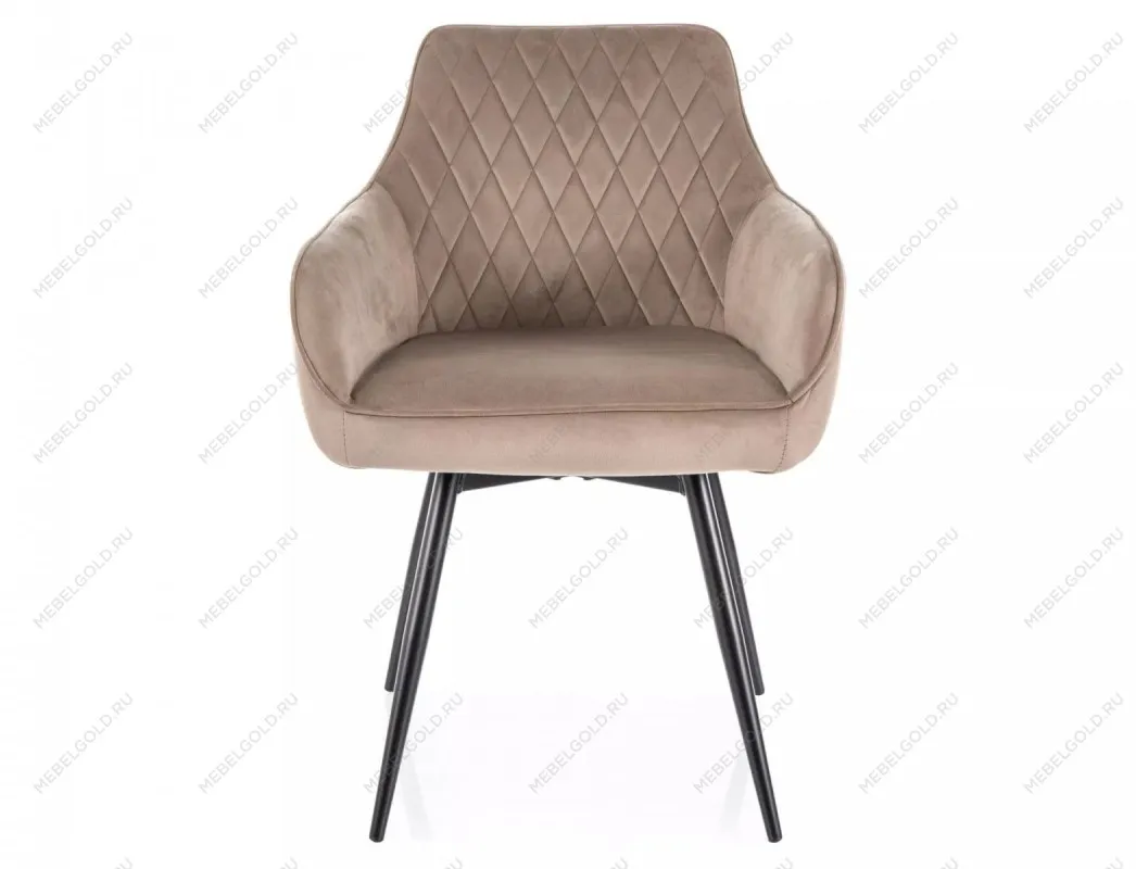 Стул кухонный Signal MARLO Velvet Bluvel 40 поворотный (темно-бежевый/черный) | изображение 1