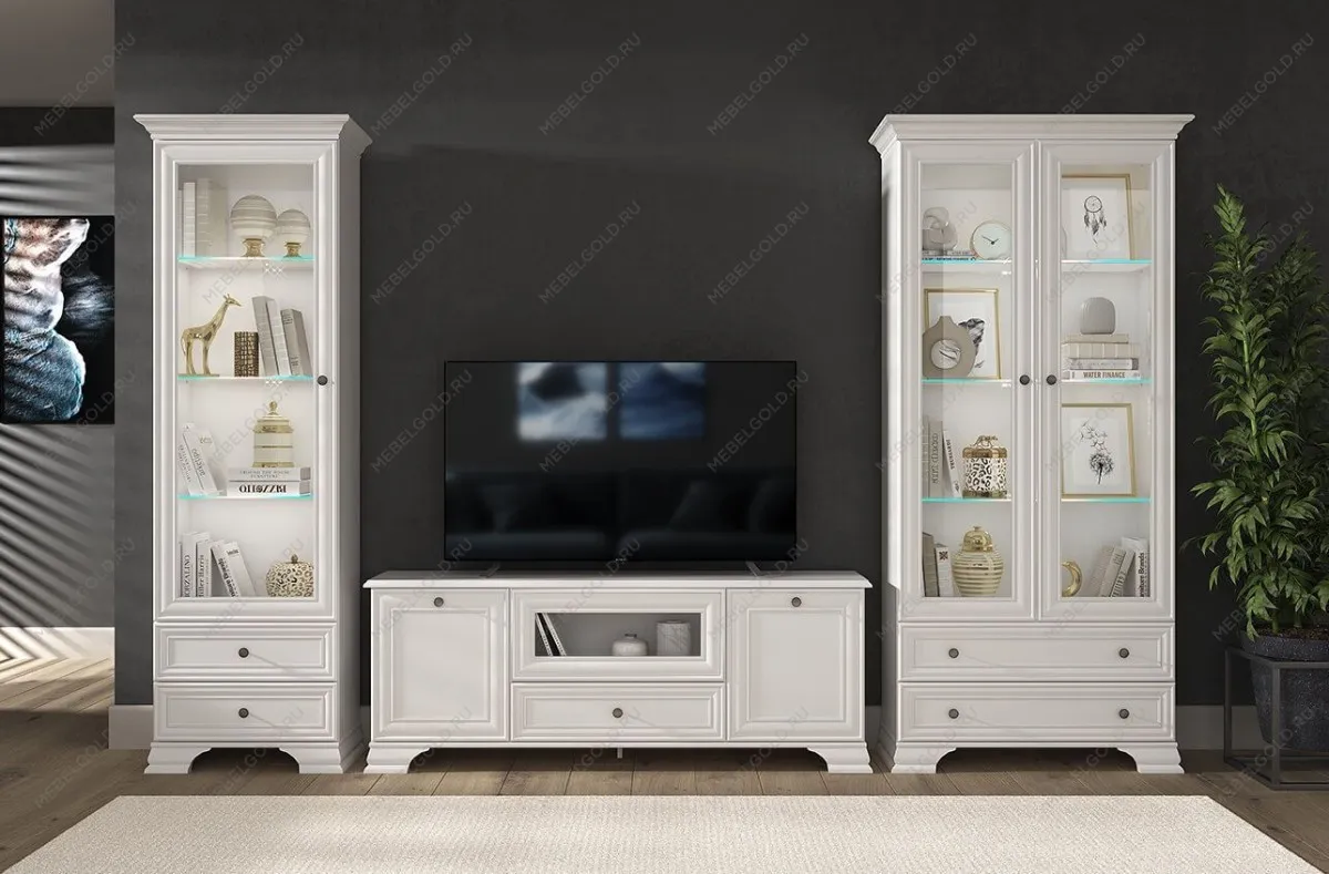 Шкаф с витриной Тиффани 1V2S белый | изображение 2