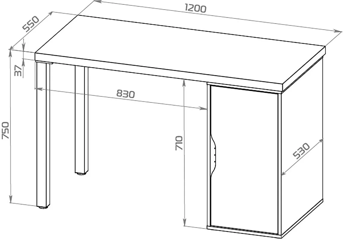 Стол письменный Ингар, с дверцей, 120x75x55, белый | изображение 11