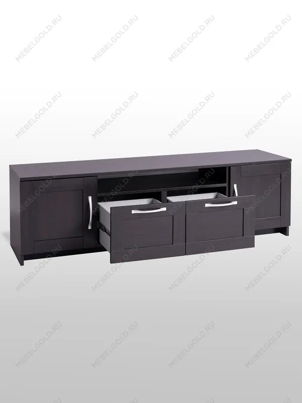 Тумба для ТВ Сириус, 2 двери и 2 ящика, 156х41х47 см, дуб венге, черно-коричневая | изображение 10