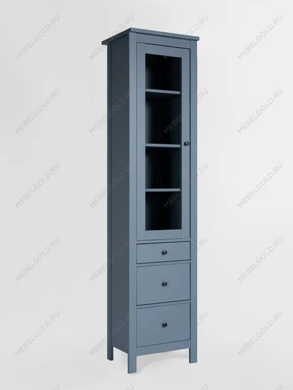 Шкаф с витриной Сага, 50х41х215 см, темно-бирюзовый | изображение 9