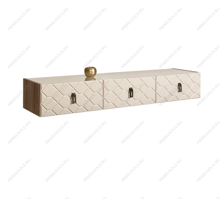 Тумба телевизионная 1.6м Bogemia Woodline Fly Fa (Слоновая кость) (Lakobel/Черный) БМТ-1
