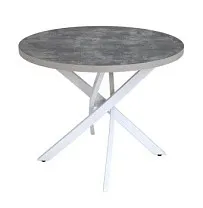 Стол круглый Шип-32 ноги белые (пластикТерра графит 1426/ЛДСП 32 мм/кромка серый)
