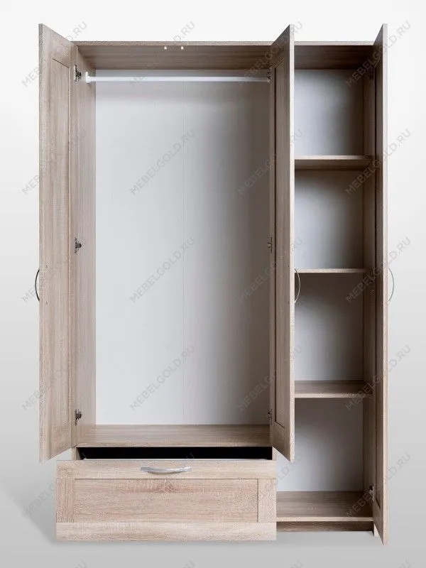 Шкаф Сириус, 3 двери и 1 ящик, 117х50х190 см, с зеркалом, дуб сонома | изображение 8
