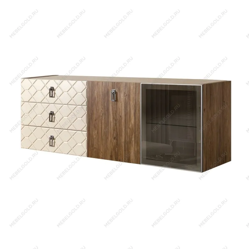 Комод 1.6м Bogemia Woodline Fly Wood Fa (Слоновая кость) (Novabuk/Хром) БМКМ-4[5][10]