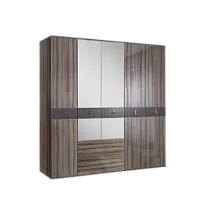 Шкаф 5-ти дверный с зеркалом, с ящиками Римини СОЛО (Орех империя/Золото) РМШ1/51(s)