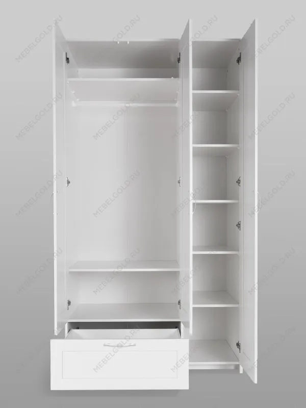 Шкаф Сириус, 3 двери и 1 ящик, 117х59х220 см, белый | изображение 12