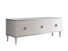 Тумба под телевизор (3 двери) Римини СОЛО (Белый/Серебро) РМТ-2(s)