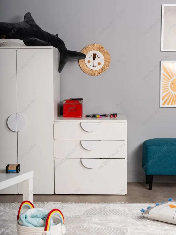 Комод Пикси, 3 ящика 60x57x60, белый (робкий подснежник) | изображение 5