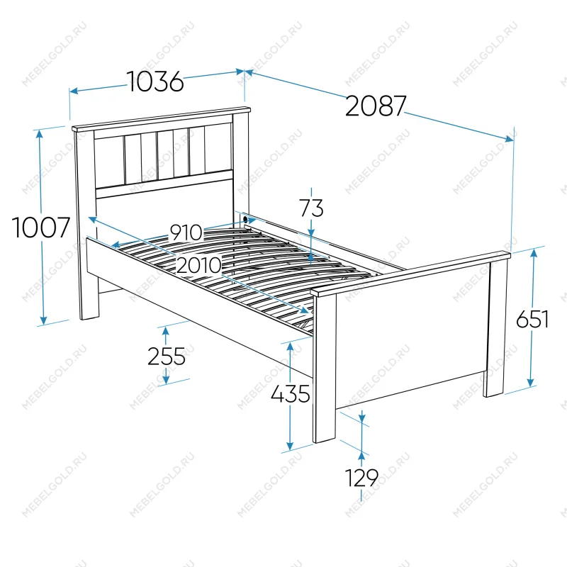 Кровать односпальная Сага, 90х200 см, кашемир/ясень | изображение 2