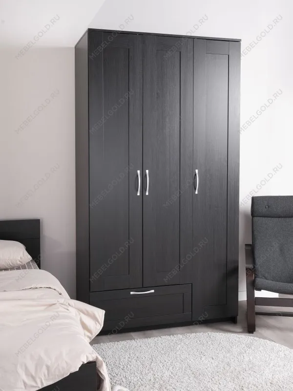 Шкаф Сириус, 3 двери и 1 ящик, 117х59х220 см, черно-коричневый, дуб венге | изображение 7