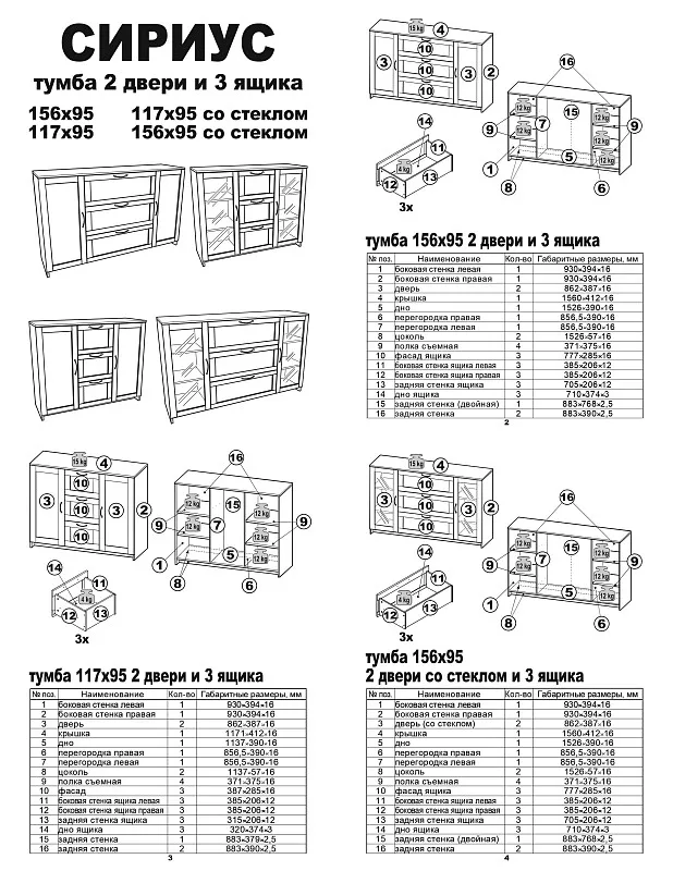 Тумба Сириус, 2 двери и 3 ящика, 117х41х95 см, дуб сонома | изображение 14