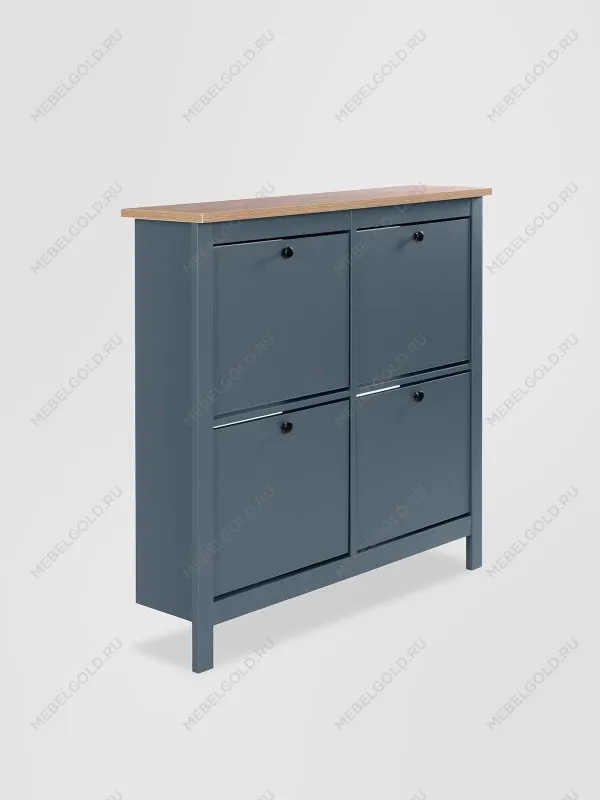 Обувница Сага с 4 откидными ящиками 113х108 темно-бирюзовая-ясень | изображение 5