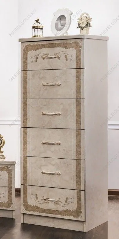 м. Марьина Роща - Комод Патрисия 6 ящиков крем корень глянец | изображение 2