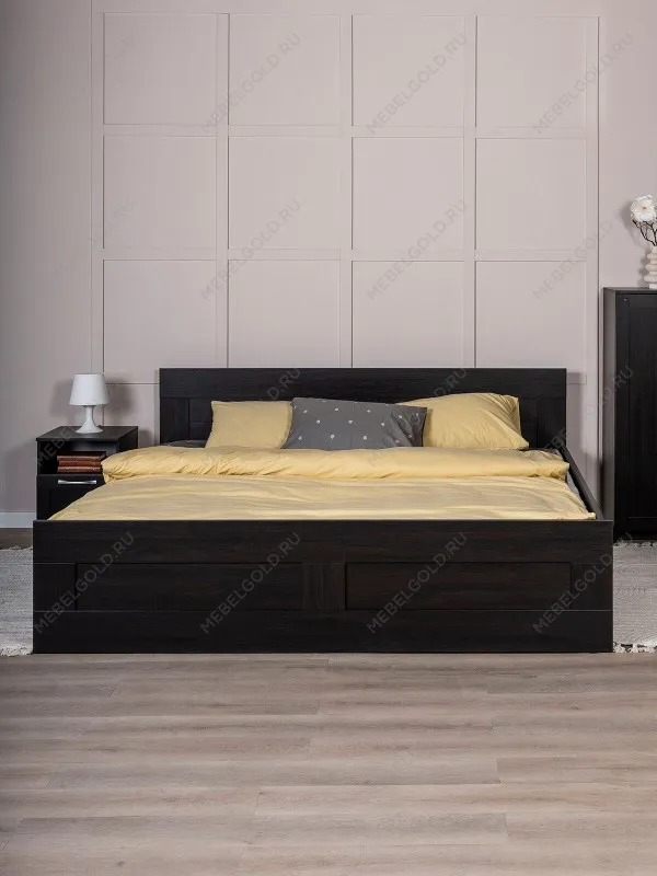 Кровать двуспальная Сириус, 180х200 см, черный, дуб венге | изображение 1