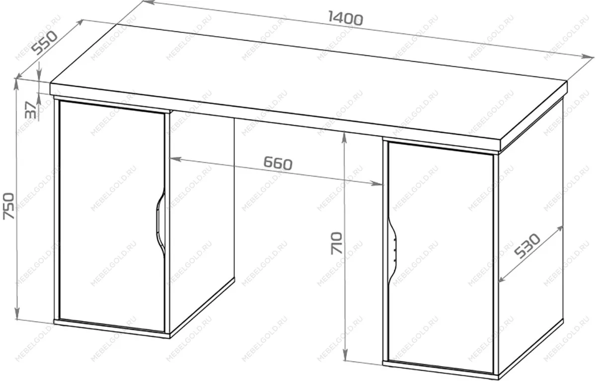 Стол письменный Ингар, с двумя дверцами, 140x75x55, белый, столешница дуб беленый | изображение 10