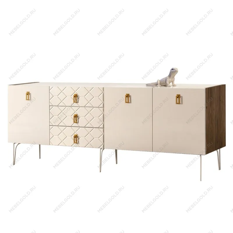 Комод 2.1м Bogemia Woodline Fa (Слоновая кость) (Lakobel/Золото) БМКМ-5