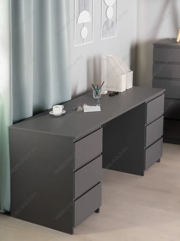 Стол письменный Кастор, 6 ящиков, 151х65х75 см, серый | изображение 3