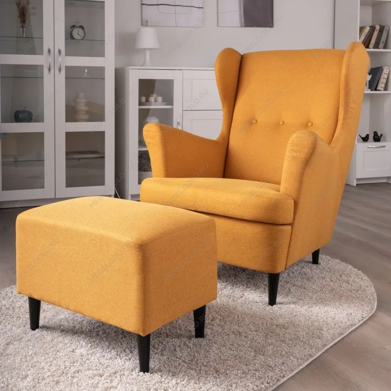 Пуф Киркас жёлто-оранжевый, рогожка | изображение 3