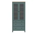 САГА шкаф с витриной 90 темно-бирюзовый/ясень | изображение 1