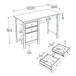 САГА стол письменный 120х56 белый/ясень | изображение 2