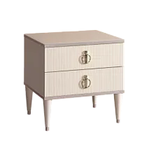Тумба прикроватная 2 ящика Римини СОЛО (Слоновая кость/Серебро) РМТП-2(s)