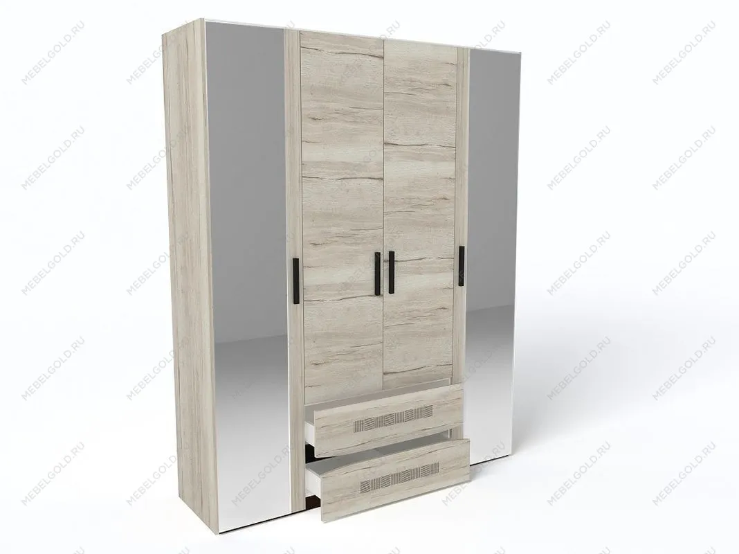 Шкаф 4-х дверный, Мале (1816*544*2278) Дуб галифакс белый, 11213