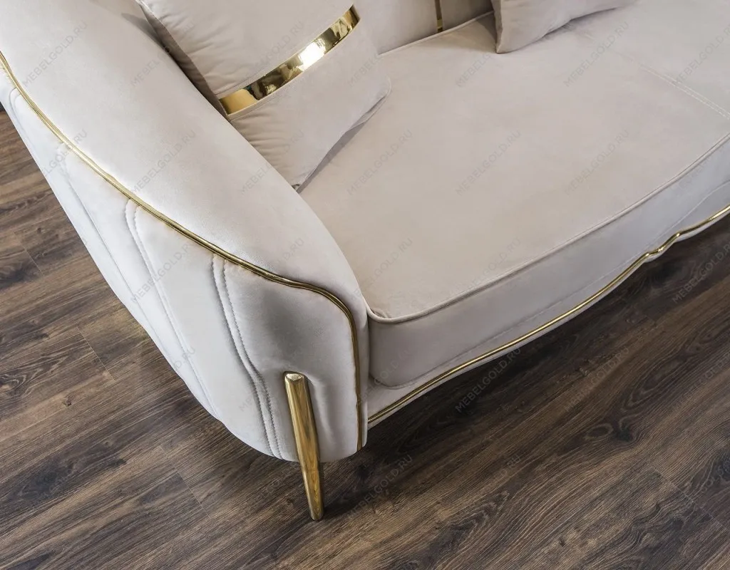 Диван Лара 2х местный бежевый золото | изображение 5