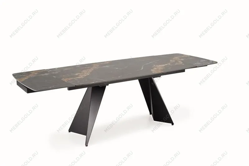 Стол обеденный Halmar ARMANI 165 (черный мрамор/черный) | изображение 4