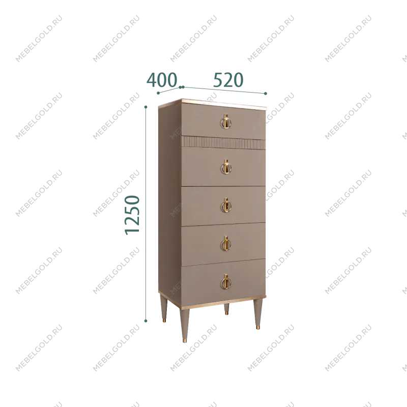 Комод узкий с планкой Римини СОЛО (Мокка/Золото) РМКМ-2(s)