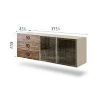 Комод 1.6м Bogemia Fly Wood Fi (Ваниль) (Novabuk/Хром) БМКМ-4[5]