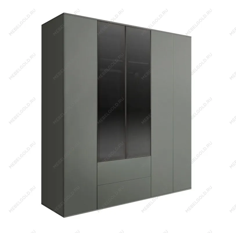Шкаф 5-ти дв. с ящиками Bogemia Air (Серый/Черный) БМШ2/52(2)