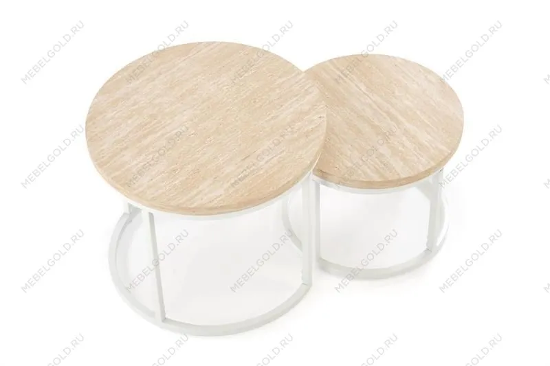 Комплект Halmar OREO (2 стола журнальных) (травертин/белый) | изображение 1