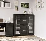 БРИМНЭС / СИРИУС тумба ИКЕА / IKEA 2 двери со стеклом и 4 ящика 117х123 Дуб Венге | изображение 4