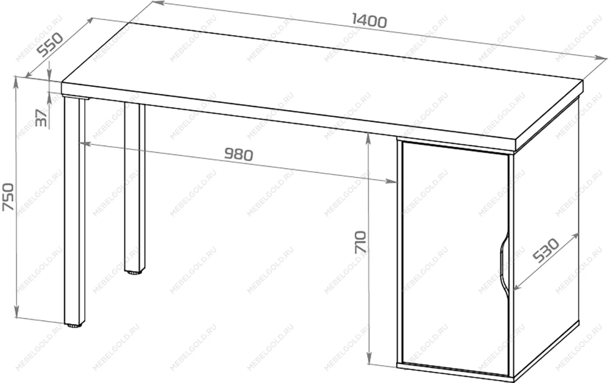 ИНГАР 2/ДВ/T стол письменный 140x75x55, белый | изображение 2