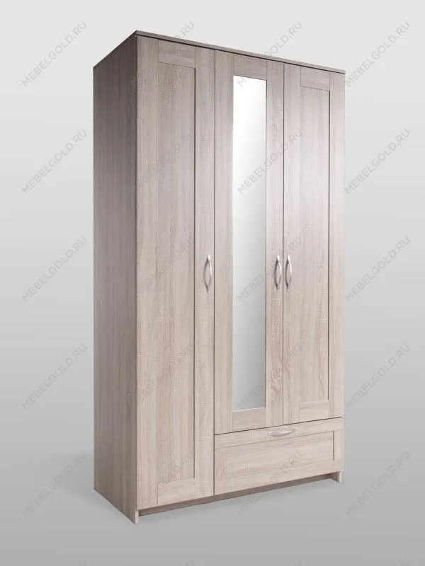 Шкаф Сириус, 3 двери и 1 ящик с зеркалом, 117х59х220 см, дуб сонома | изображение 10