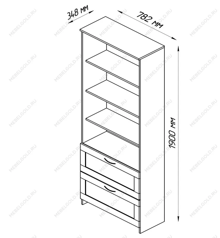 Стеллаж Сириус, 2 ящика, 78х35х190 см, белый | изображение 7