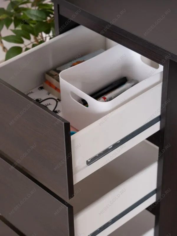 Стол письменный Кастор, 6 ящиков, 151х65х75 см, черный, дуб венге | изображение 5