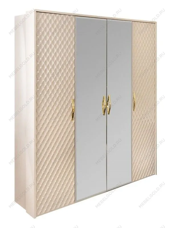 Шкаф Лара 4-дверный бежевый глянец