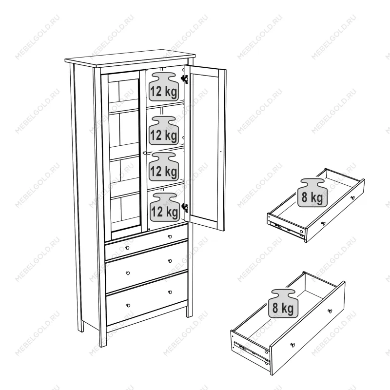 САГА шкаф с витриной 90 МОРУ темно-бирюзовый/ясень | изображение 3