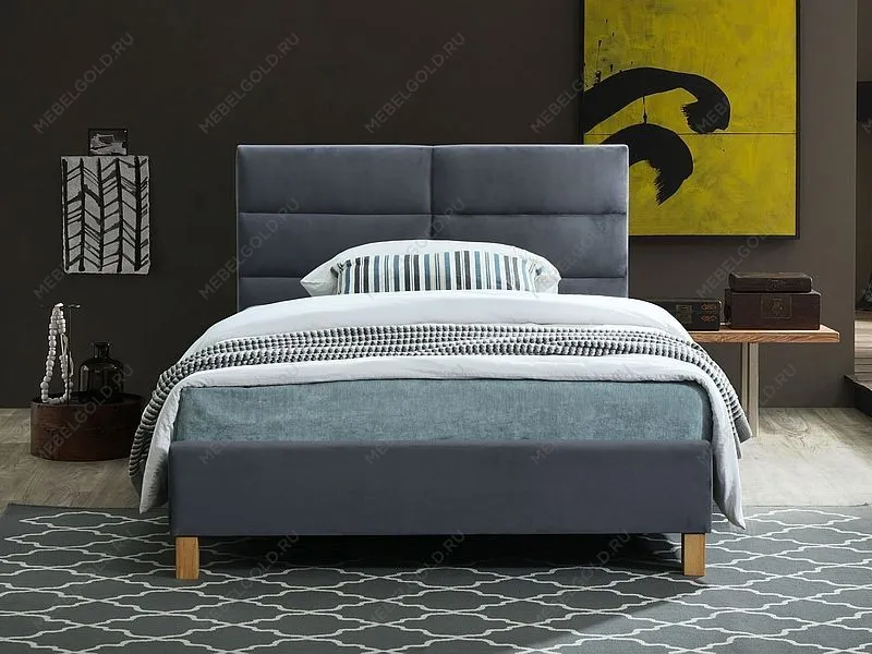 Кровать Signal SIERRA VELVET TAP.150 (серый/дуб) 120/200